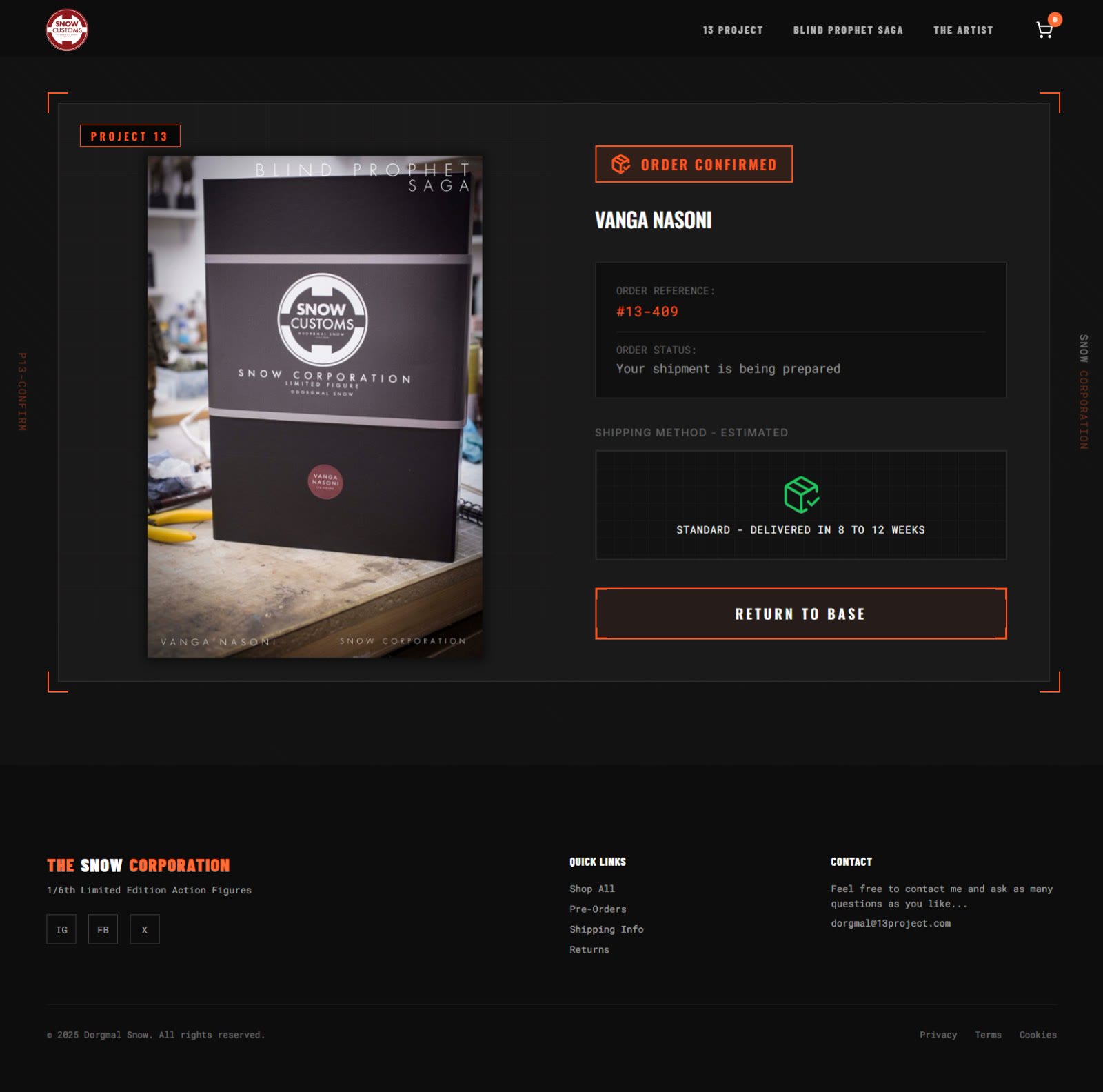Page de confirmation de commande.
