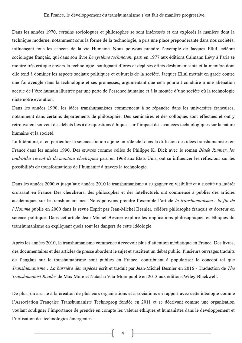 Page 2 du dossier sur le transhumanisme.