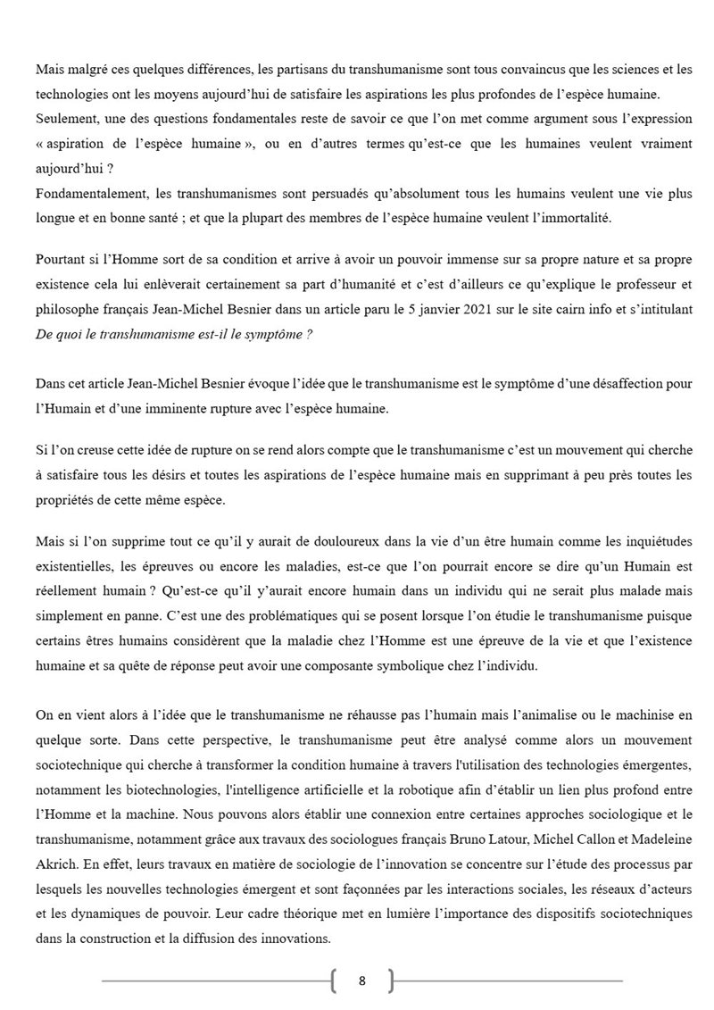 Page 6 du dossier sur le transhumanisme.
