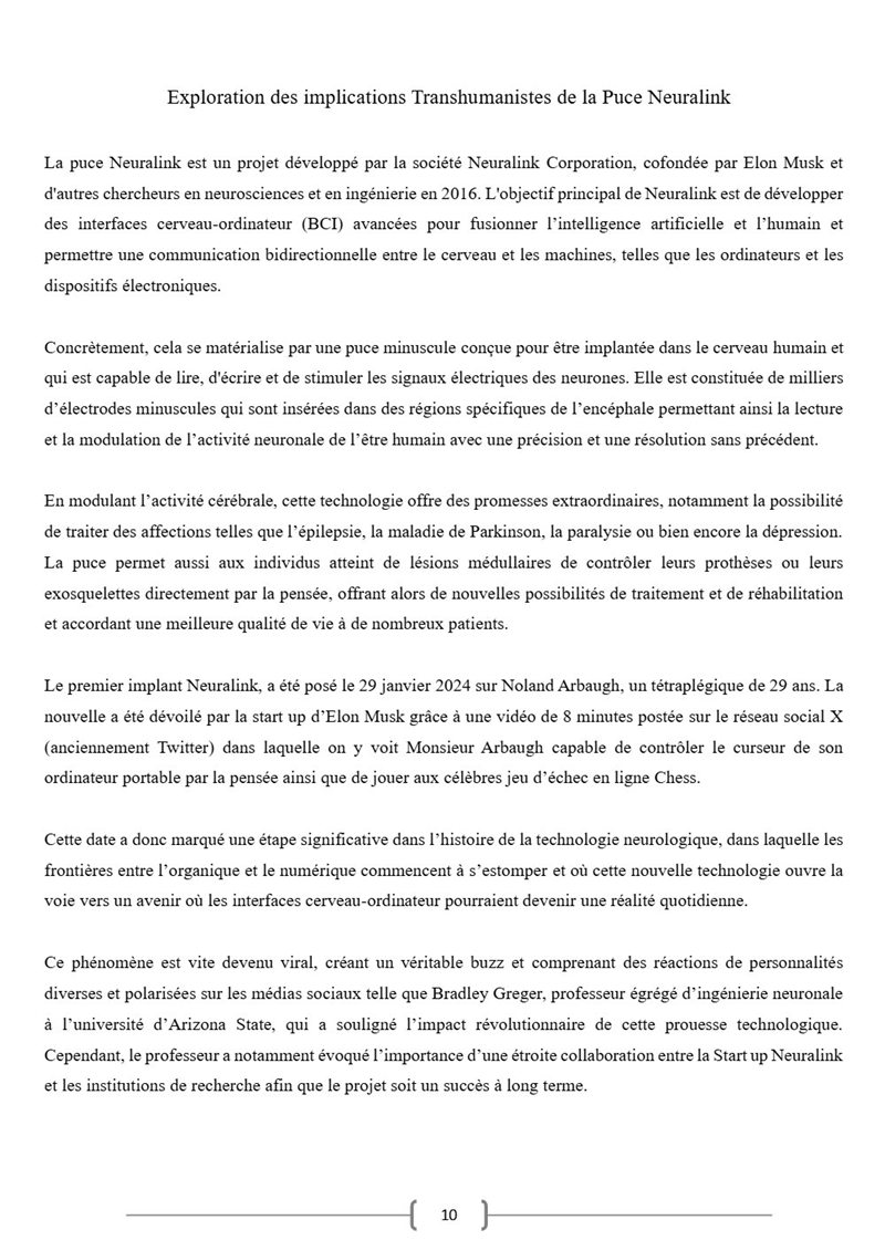 Page 8 du dossier sur le transhumanisme.