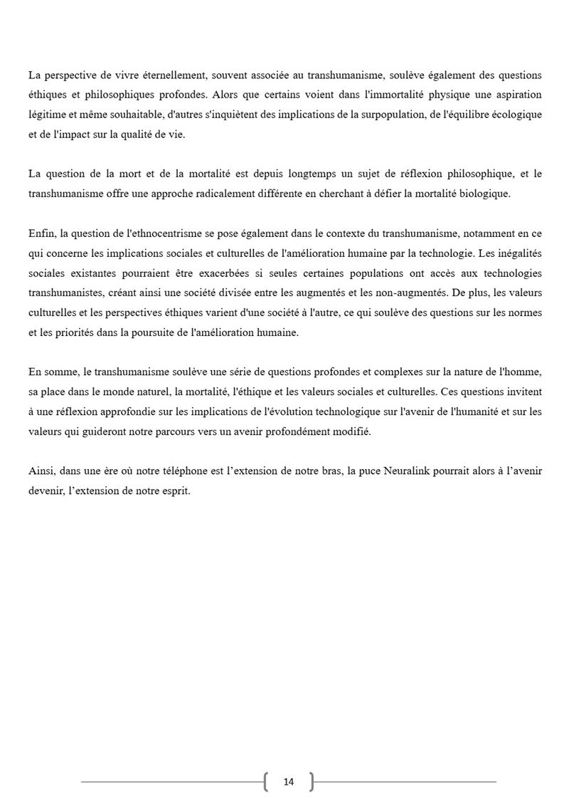 Page 12 du dossier sur le transhumanisme.