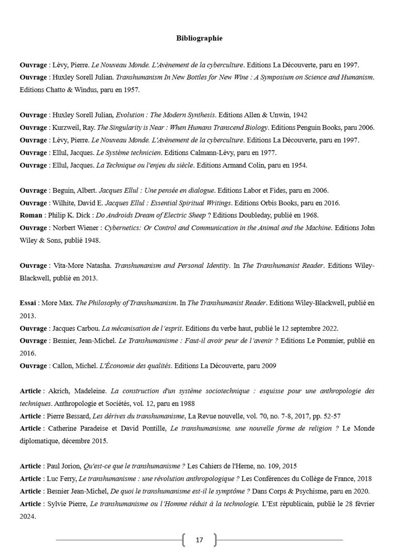 Page 15 du dossier sur le transhumanisme.