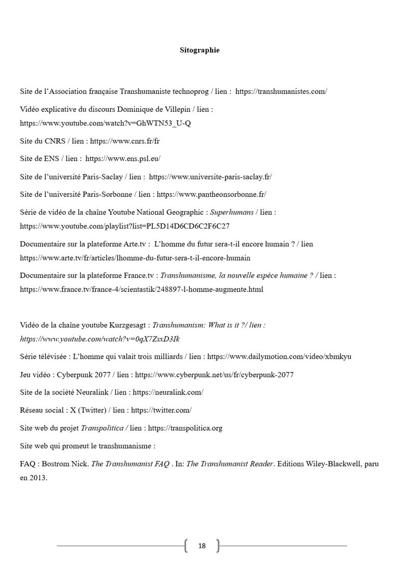 Page 16 du dossier sur le transhumanisme.