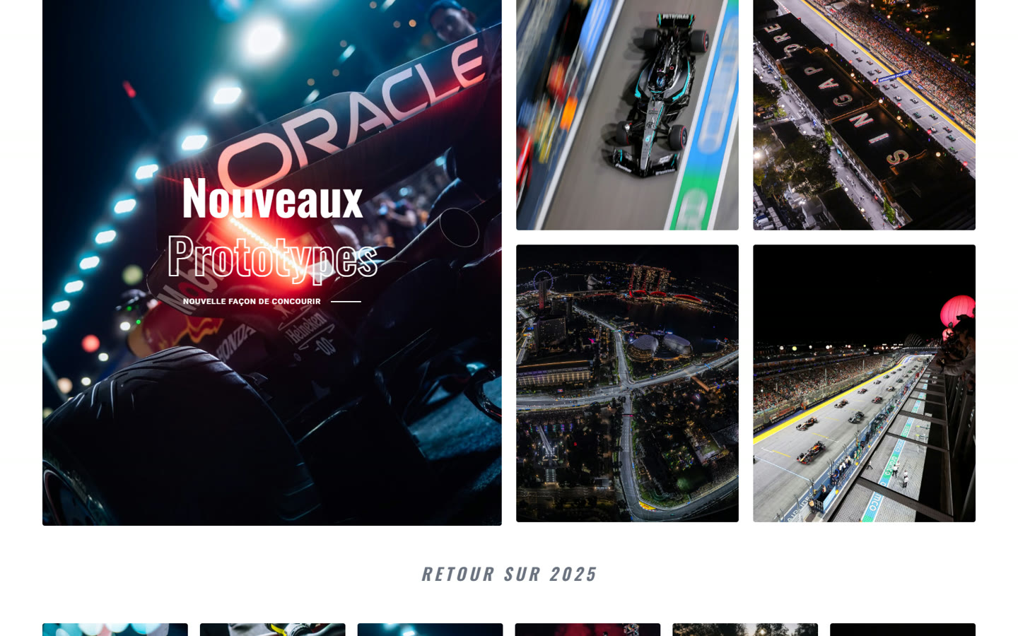 La grille des nouveaux prototypes en photos de course de nuit, au-dessus du titre Retour sur 2025.
